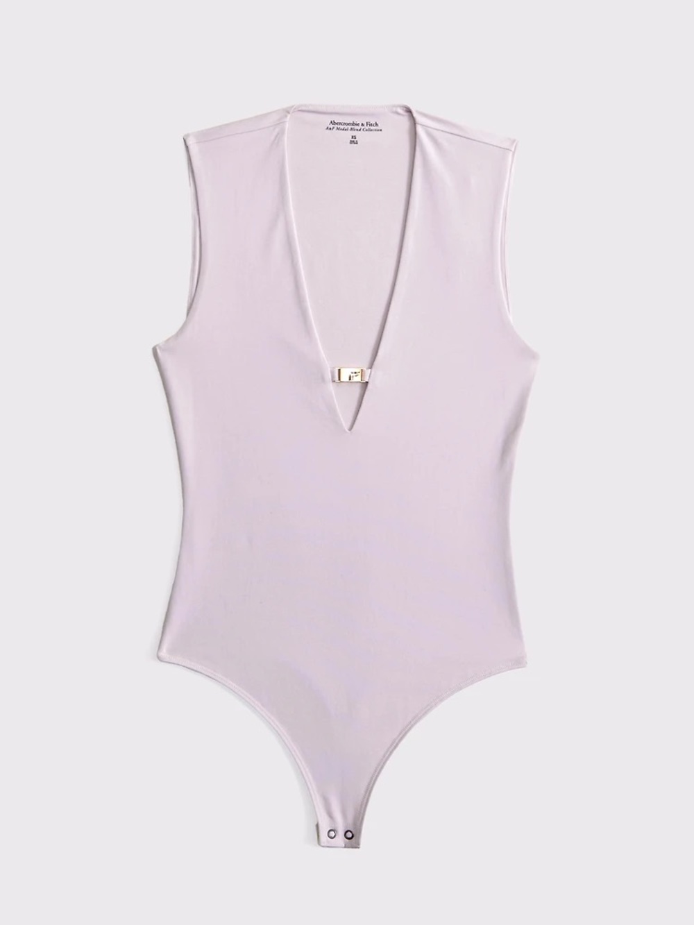 Abercrombie & Fitch White V-Neck Bodysuit with Gold Bar